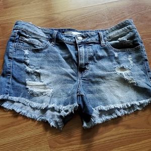 Willow and Root Destructed Mid rise shorts